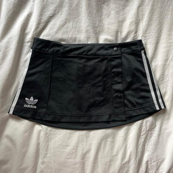 Adidas Black Mini Skirt with White Stripes - Picture 1 of 7